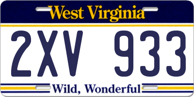 WV license plate 2XV933