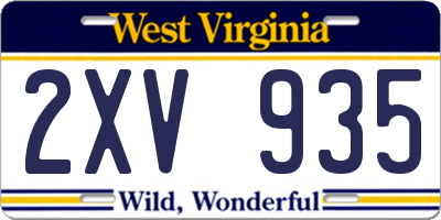 WV license plate 2XV935