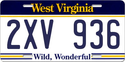 WV license plate 2XV936