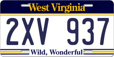 WV license plate 2XV937