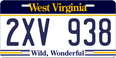 WV license plate 2XV938