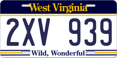 WV license plate 2XV939