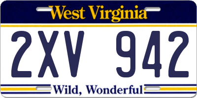 WV license plate 2XV942