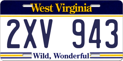 WV license plate 2XV943