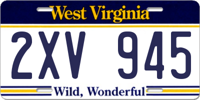 WV license plate 2XV945