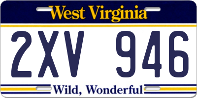 WV license plate 2XV946
