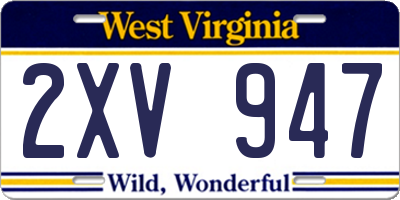 WV license plate 2XV947