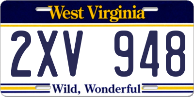 WV license plate 2XV948