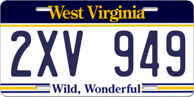 WV license plate 2XV949