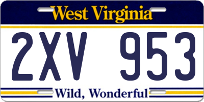 WV license plate 2XV953