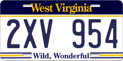 WV license plate 2XV954