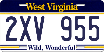 WV license plate 2XV955