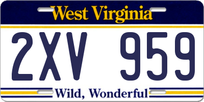 WV license plate 2XV959