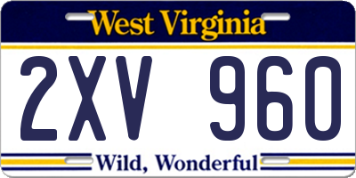 WV license plate 2XV960