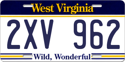 WV license plate 2XV962