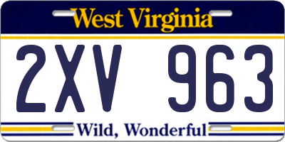 WV license plate 2XV963