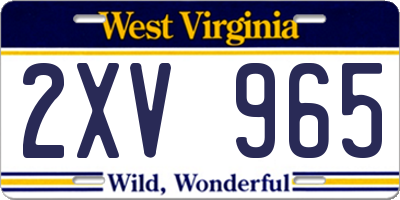 WV license plate 2XV965