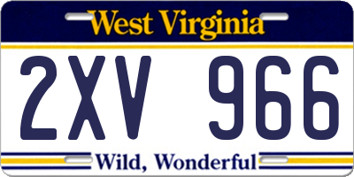 WV license plate 2XV966