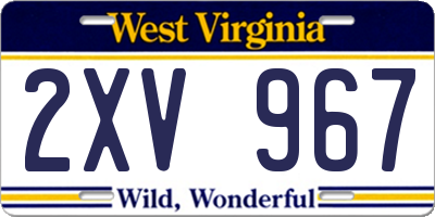 WV license plate 2XV967