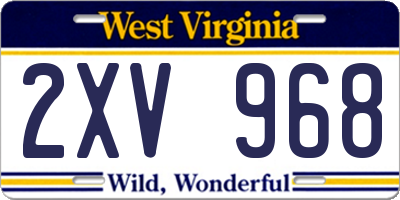WV license plate 2XV968