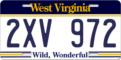 WV license plate 2XV972