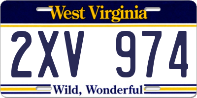 WV license plate 2XV974