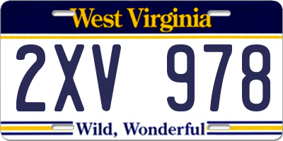 WV license plate 2XV978