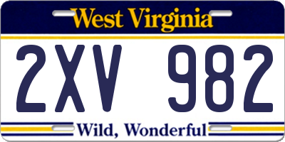WV license plate 2XV982