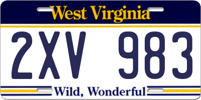 WV license plate 2XV983