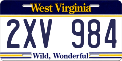 WV license plate 2XV984
