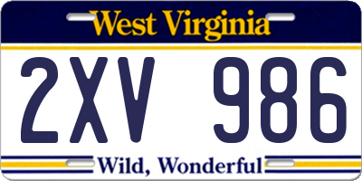 WV license plate 2XV986