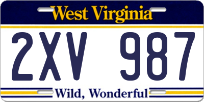 WV license plate 2XV987