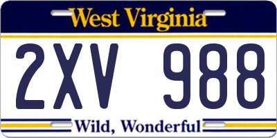 WV license plate 2XV988