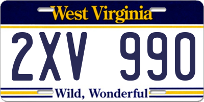 WV license plate 2XV990