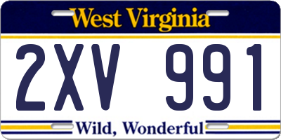 WV license plate 2XV991