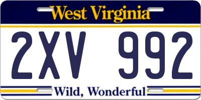 WV license plate 2XV992