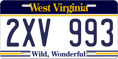 WV license plate 2XV993