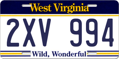WV license plate 2XV994