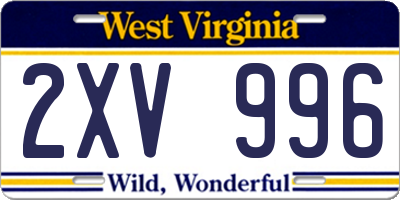 WV license plate 2XV996