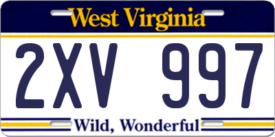 WV license plate 2XV997