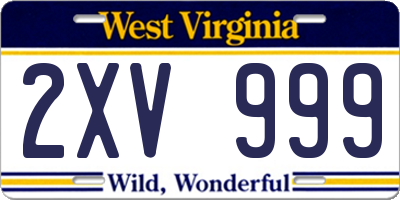 WV license plate 2XV999