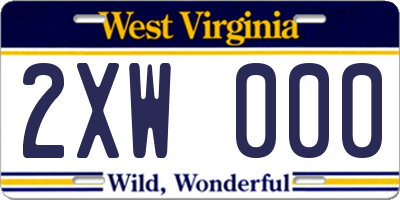 WV license plate 2XW000