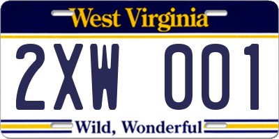 WV license plate 2XW001