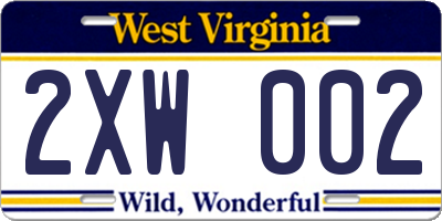 WV license plate 2XW002