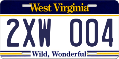 WV license plate 2XW004