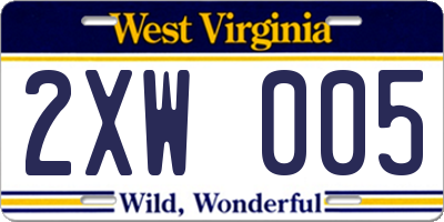 WV license plate 2XW005