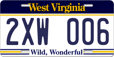 WV license plate 2XW006