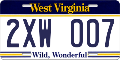 WV license plate 2XW007