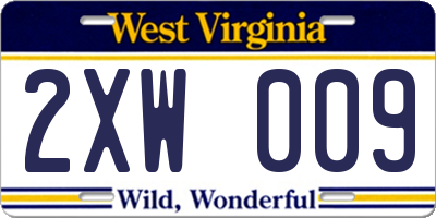 WV license plate 2XW009