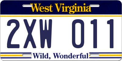 WV license plate 2XW011